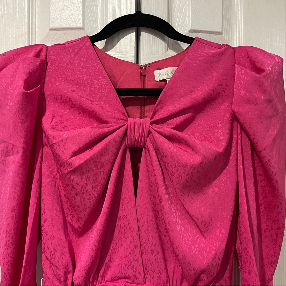 NWT Ronny Kobo Fuchsia Bow Dress (Size M) - Picture 3 of 10